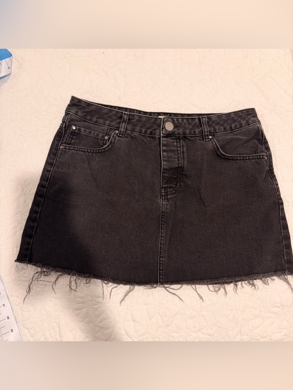 ASOS Black Denim Mini Skirt with Frayed Hem